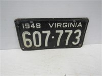 1948 VA License Plate Single