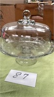 Glass cake stand and dome. Approximately 10” to