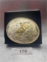 MONTANA SILVER BELT BUCKLE WITH BULL RIDER
