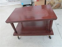 VINTAGE 2 TIER ROLLING COFFEE TABLE