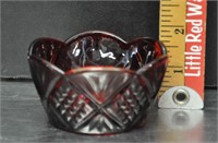 Small red pressed glass dish