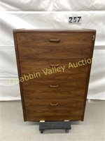 FOUR DRAWER LEGAL SIZE WOODEN FILING CABINET
