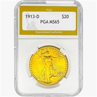1913-D $20 Gold Double Eagle PGA MS65