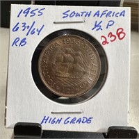 1955 SOUTH AFRICA 1/2 PENCE HIGH GRADE