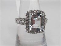 .925 SS Aqua & White Sapphire Ring