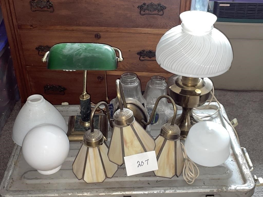 3 assorted style lamps + globes