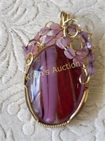 gold wire wrapped murano glass pendant