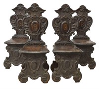 (4) ITALIAN RENAISSANCE REVIVAL CARVED HALL CHAIRS