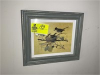 2 WALL PRINTS - BIRDS 14.5IN BY 12.5 IN - FISH 21I