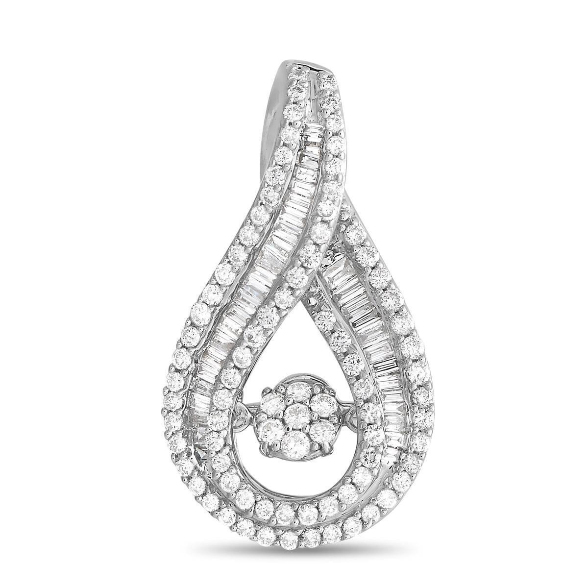 14K White Gold 0.75 ct Diamond Teardrop Pendant