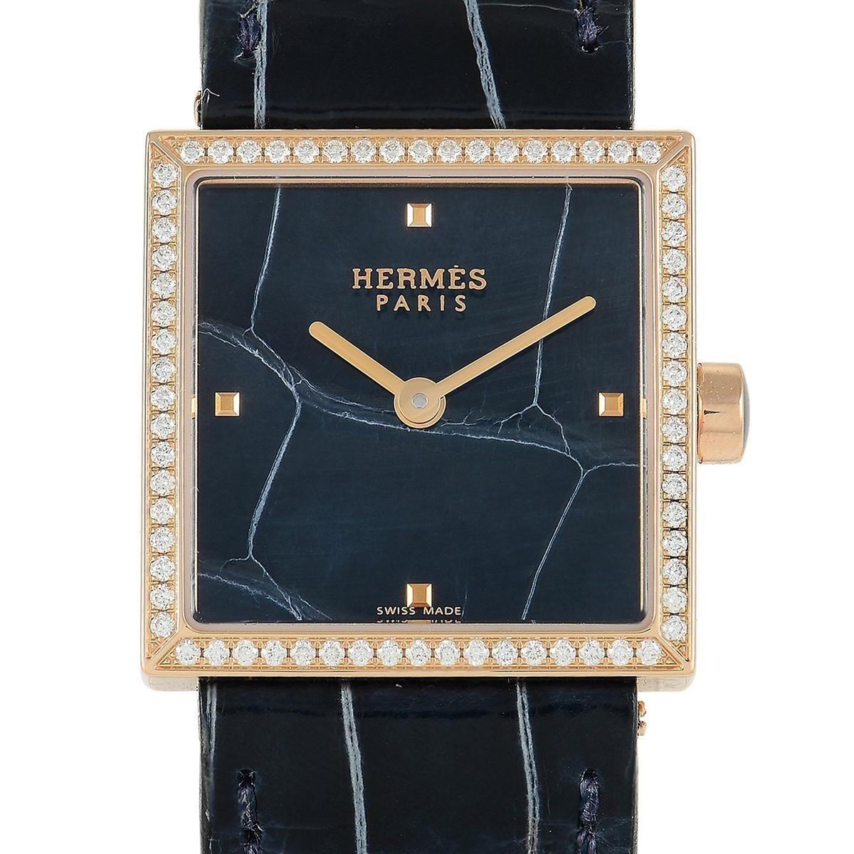 Hermes Carr Cuir Rose Gold Diamond Ladies Watch