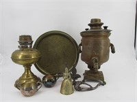 Old Brass Lamp Pieces and Decor Lot Drink Dispense
