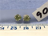 Choice on 3; (90-92)Pair of peridot green stud ear