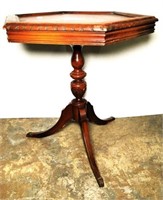 Antique Side Table with Leather Inset Top