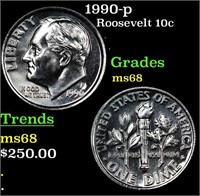 1990-p Roosevelt Dime 10c Grades GEM+++ Unc