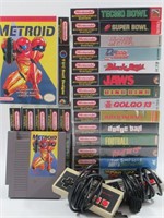 Original Nintendo Game Lot of 22 w/Controllers NES