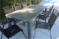 Large Patio Table with 6 Matching Chairs & 1 Extra