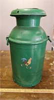 Vintage Green Painted Metal Milk Can-24.5" Tall