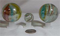 (3) Vintage & Antique Swirl Marbles