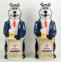 TWO 1973 HAMM'S BREWING BEAR DECANTERS