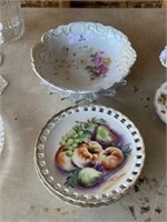 3 Decorated Plates, Bowl and Dish