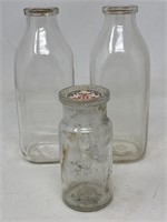 -2 quart milk bottles and 1/2 pint milk bottle