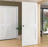 2-Panel Door, White Primed Shaker, Solid Wood Core