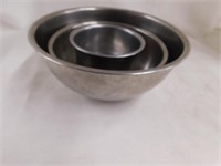 3 Vollrath vintage stainless steel mixing bowls.