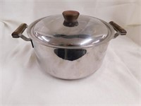 10" wide stainless steel dutch oven with lid.