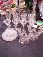17 Rose Point crystal items by Cambridge: