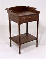 2 level washstand, gallery back has rolled sides,