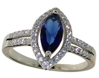 Marquise Cut Blue Sapphire Cocktail Ring
