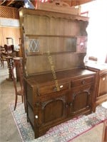 Nice Cathedral Carved Welsh Cupboard with Leaded