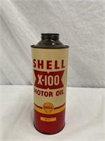Shell X-100 quart oil tin
