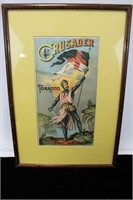 Framed Vintage CRUSADER TOBACCO Advertising Poster