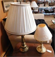 Brass adjustable desk lamp and brass table