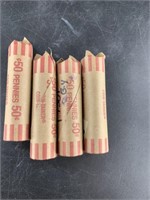 4 Rolls of assorted wheat cents
