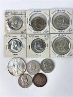 Assorted Franklin Half Dollars, Silver Eagle