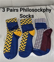 Lot of 3 Philosockphy Socks Retail $30