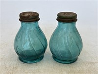 Vintage Jeanette glass swirl, aquamarine  salt
