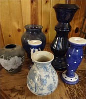 Blue Glass Vases, Pottery Vessels & Candle Ware