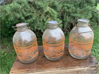 LOT OF 3 BOWMAN DAIRY 4 QT BOTTLES