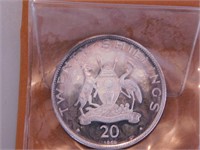 Monnaie Uganda 20 shillings 1969 en argent pur