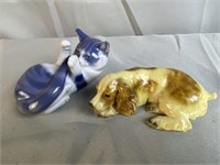 2 Vintage Cat & Dog Figurines