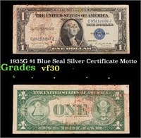 1935G $1 Blue Seal Silver Certificate Grades vf++