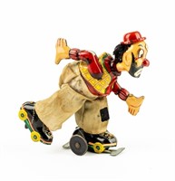TPS 1950s Clown Hobo Roller Skates Windup Toy