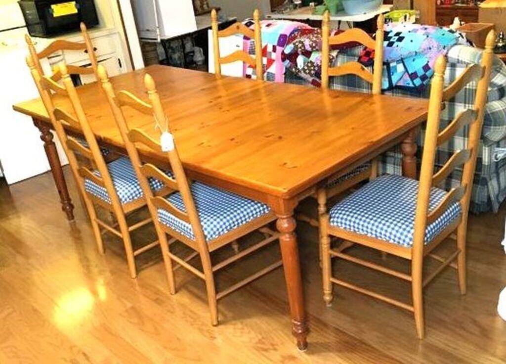 Pine Farm Table & Six Chairs