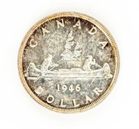 Coin 1946 Canada Silver (80%)Dollar-Ch BU