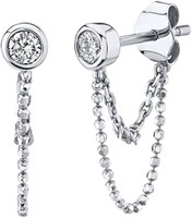 Pretty .12ct White Topaz Chain Dangle Earrings