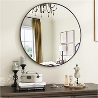 Black Round 20 Bathroom Mirror  Metal Frame